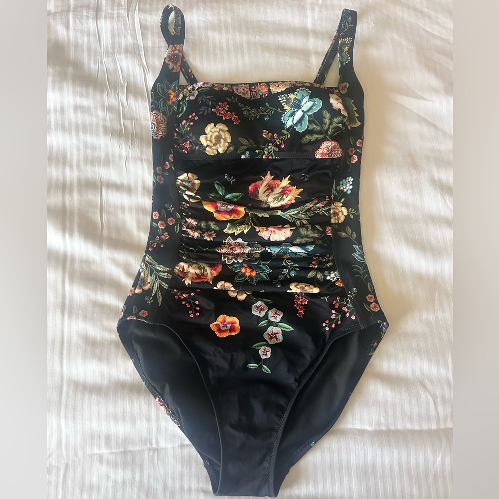 JOHNNY WAS
Ardell Shirred Floral One-Piece Swimsuit